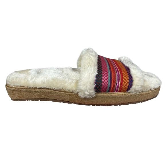Minnetonka Women’s London Red Faux Fur Slide Slipper Size US 10 - Picture 1 of 10
